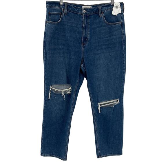 Abercrombie & Fitch Ankle Straight Womens Jeans Sz 18 Distressed Y2K High Rise - Picture 1 of 10